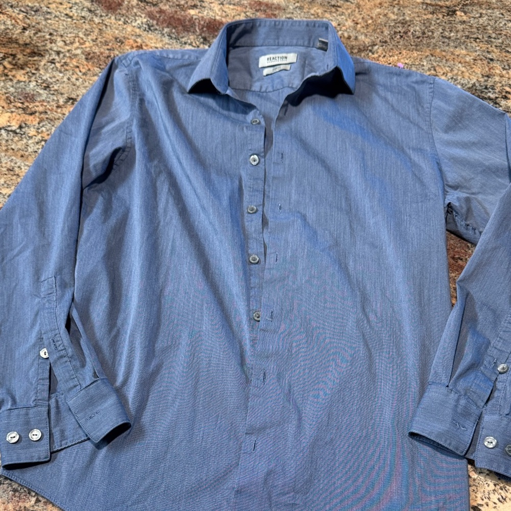 Kenneth Cole Reaction Navy Casual Button Down Shirt